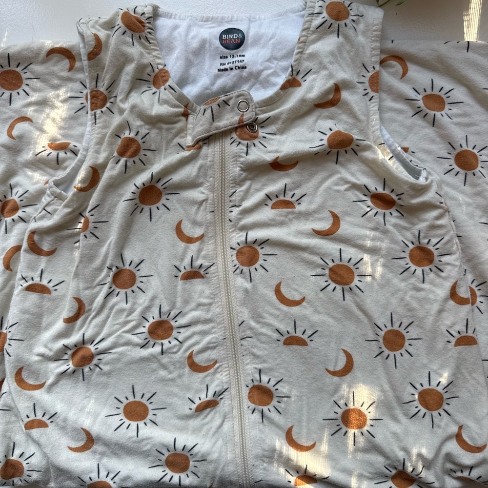 .5 TOG sleep sack - Cream with Orange Sun and Moon Design